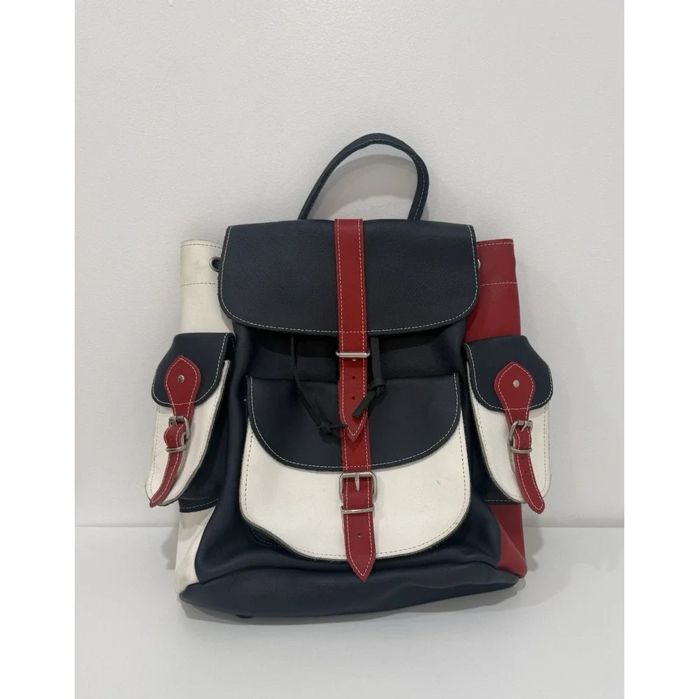 Grafea Leather Large Backpack Patriotic Color Made In England
